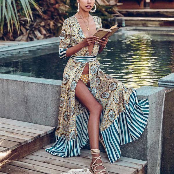 casual dresses women flower striped print boho dress sashes wrap summer 2021 slit long sleeve beach maxi vintage robe femme, Black;gray
casual dresses women flower striped print boho dress sashes wrap summer 2021 slit long sleeve beach maxi vintage robe femme, Black;gray