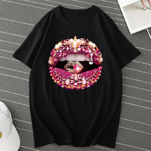 women's t-shirt summer women t shirt harajuku tee casual short sleeve bling lips print hiphop oversized female streetwear clothes, White
women's t-shirt summer women t shirt harajuku tee casual short sleeve bling lips print hiphop oversized female streetwear clothes, White