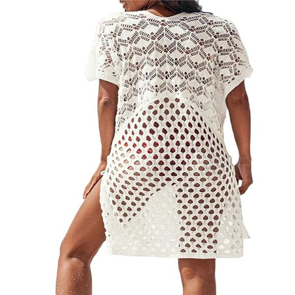 women's swimwear summer women sun-proof dress cover-ups solid color hollow v-neck short sleeves swimsuit cover for girls sundress praia, White;black
women's swimwear summer women sun-proof dress cover-ups solid color hollow v-neck short sleeves swimsuit cover for girls sundress praia, White;black