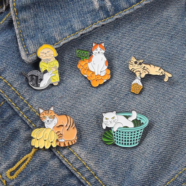 cute cat enamel pin brooch animal sell fish watermelon orange fruit lapel badge funny lazy kitten kindergarten kid sweater backpack hat gift, Gray
cute cat enamel pin brooch animal sell fish watermelon orange fruit lapel badge funny lazy kitten kindergarten kid sweater backpack hat gift, Gray