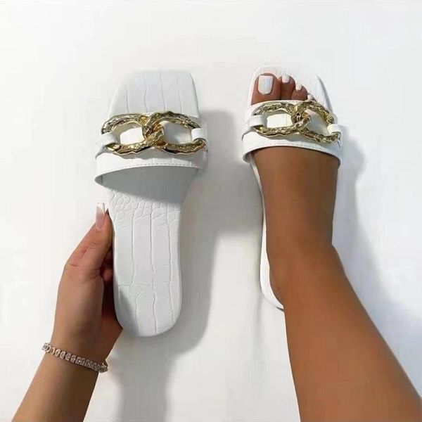 slippers 2021 woman summer square heel chain decoration ladies flat sandals fashion candy colors comfortbale women, Black
slippers 2021 woman summer square heel chain decoration ladies flat sandals fashion candy colors comfortbale women, Black
