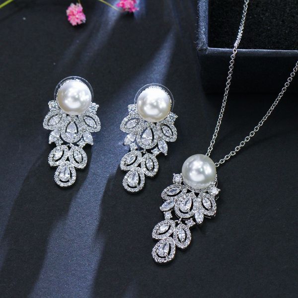 korean bride simple zircon pearl set chain s925 sterling silver needle shell pearl necklace earring set, Black
korean bride simple zircon pearl set chain s925 sterling silver needle shell pearl necklace earring set, Black