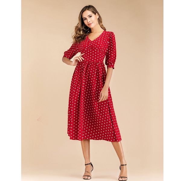 spring summer women 2020 elegant v neck slim a line dot female vintage casual long office party es red ft77, Black
spring summer women 2020 elegant v neck slim a line dot female vintage casual long office party es red ft77, Black