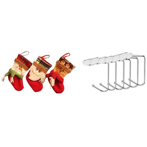 christmas decorations 3x traditional stockings santa reindeer snowman with snowflake & 6 pcs stocking holders mantel hooks
christmas decorations 3x traditional stockings santa reindeer snowman with snowflake & 6 pcs stocking holders mantel hooks