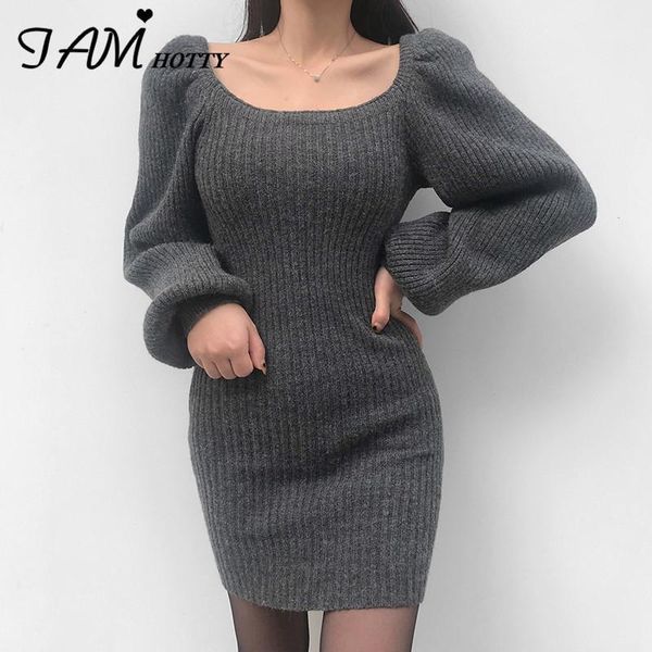 casual dresses solid color puff sleeve knitted bodycon stretchy women's dress elegant square collar korean fashion slim party iamty, Black;gray
casual dresses solid color puff sleeve knitted bodycon stretchy women's dress elegant square collar korean fashion slim party iamty, Black;gray
