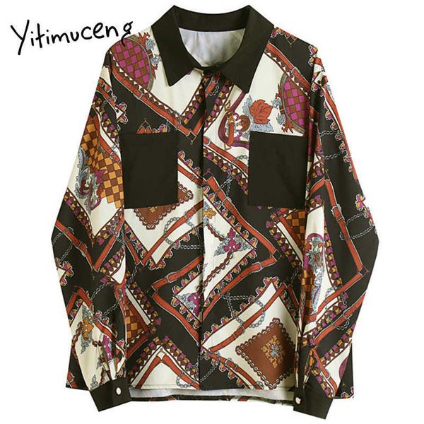 yitimuceng print blouse women button up shirts loose spring fashion turn-down collar long sleeve single breasted 210601, White
yitimuceng print blouse women button up shirts loose spring fashion turn-down collar long sleeve single breasted 210601, White