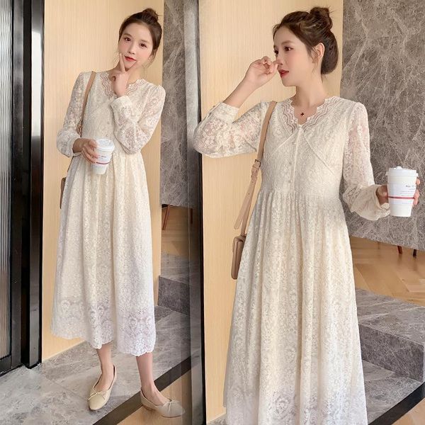 maternity dresses spring autumn lace dress slim waist pregnant women party sweet long sleeve v-neck loose pregnancy, White
maternity dresses spring autumn lace dress slim waist pregnant women party sweet long sleeve v-neck loose pregnancy, White