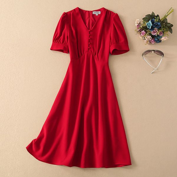 2021 summer runway short sleeve new women's party elegant chic v-neck button red dress 30df, Black;gray
2021 summer runway short sleeve new women's party elegant chic v-neck button red dress 30df, Black;gray