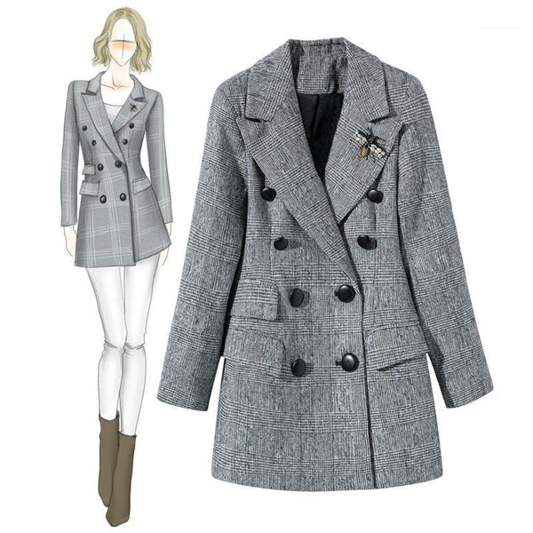 women's wool & blends plus size gray hand bee embroidery woolen coat women double breasted slim cotton type female autumn winter 2021, Black
women's wool & blends plus size gray hand bee embroidery woolen coat women double breasted slim cotton type female autumn winter 2021, Black