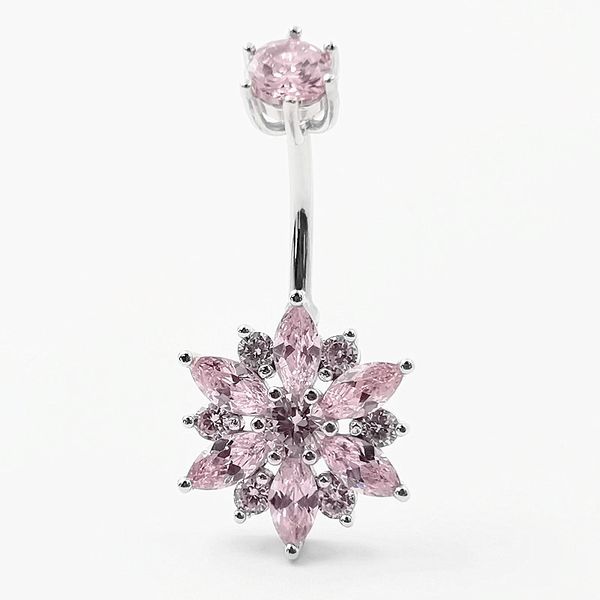 925 sterling silver belly button bar ring pink flower cubic zircon navel piercing jewelry
925 sterling silver belly button bar ring pink flower cubic zircon navel piercing jewelry