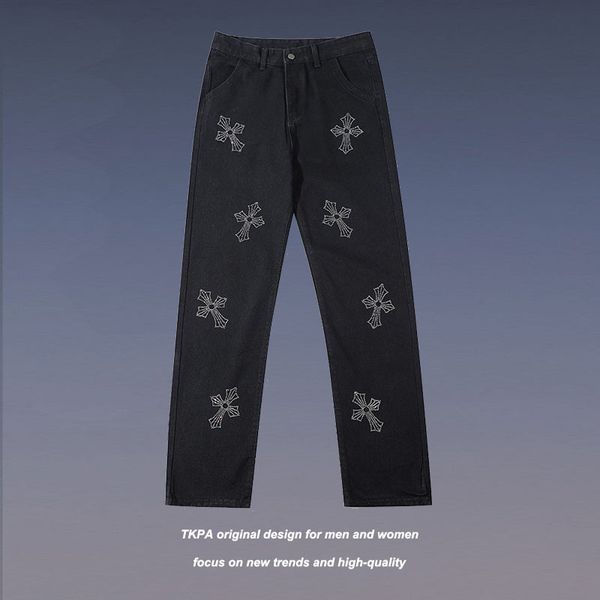 tkpa high street heavy industry drill cross hiphop jeans men's and women's fashion brand wash straight tube long pants, Black
tkpa high street heavy industry drill cross hiphop jeans men's and women's fashion brand wash straight tube long pants, Black