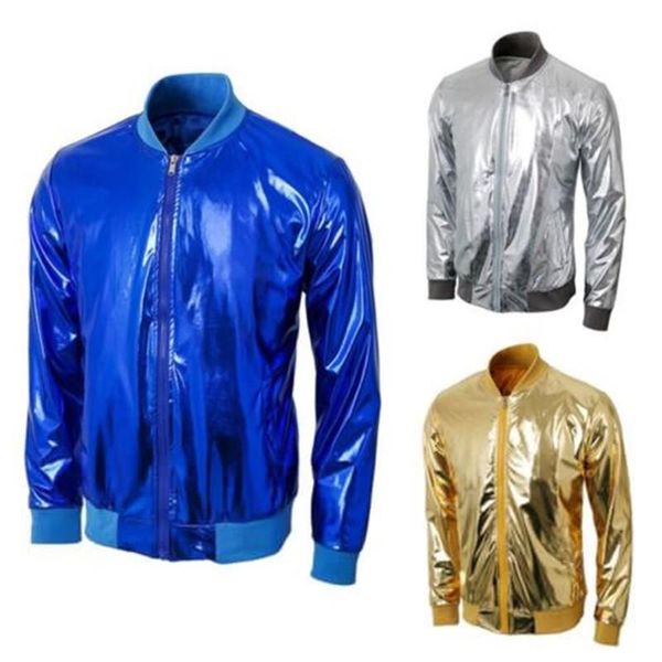 men's jackets shiny metallic zip up stand collar jacket men night club party halloween cosplay cool baseball thin coats, Black;brown
men's jackets shiny metallic zip up stand collar jacket men night club party halloween cosplay cool baseball thin coats, Black;brown