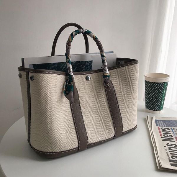 evening bags european and american contrast color tote shopping bag garden 30cm large capacity light canvas with leather for women 
evening bags european and american contrast color tote shopping bag garden 30cm large capacity light canvas with leather for women