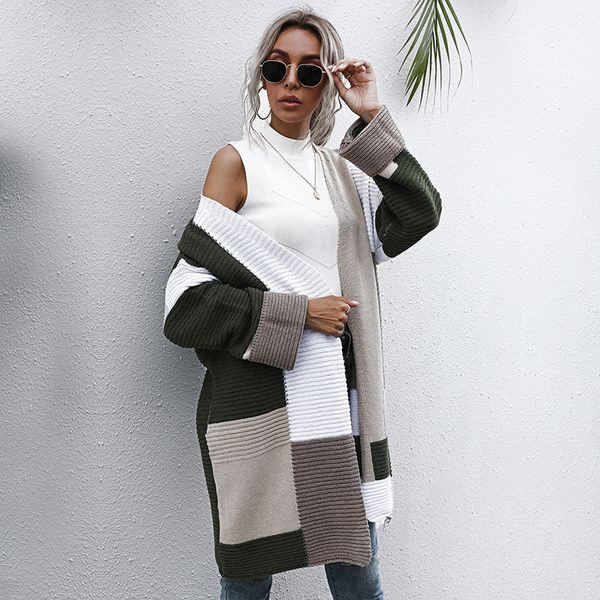 oversize cardigans casual patchwork color autumn winter thick warm knitted sweater coat for women 2021 new fashion esl5, White;black
oversize cardigans casual patchwork color autumn winter thick warm knitted sweater coat for women 2021 new fashion esl5, White;black