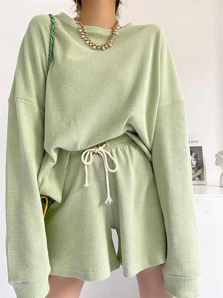 women's tracksuits summer fashion solid color round neck loose long-sleeved t-shirt women straight all-match elastic waist shorts suit, Gray
women's tracksuits summer fashion solid color round neck loose long-sleeved t-shirt women straight all-match elastic waist shorts suit, Gray