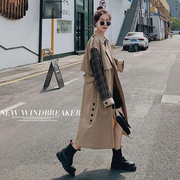 puff sleeve plaid stitching windbreaker women's 2021 autumn new korean loose mid-length temperament retro jacket streetwear y083, Tan;black
puff sleeve plaid stitching windbreaker women's 2021 autumn new korean loose mid-length temperament retro jacket streetwear y083, Tan;black