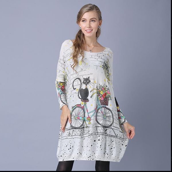 2021 spring women long oversize sweaters slash neck cat print knitted sweater ladies casual batwing sleeve pullovers sweaters, White;black
2021 spring women long oversize sweaters slash neck cat print knitted sweater ladies casual batwing sleeve pullovers sweaters, White;black