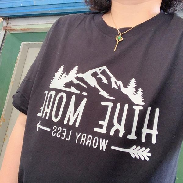 women's t-shirt hike more worry less casual short sleeve graphic hiking outdoors tees funny women summer camping tshirt, White
women's t-shirt hike more worry less casual short sleeve graphic hiking outdoors tees funny women summer camping tshirt, White