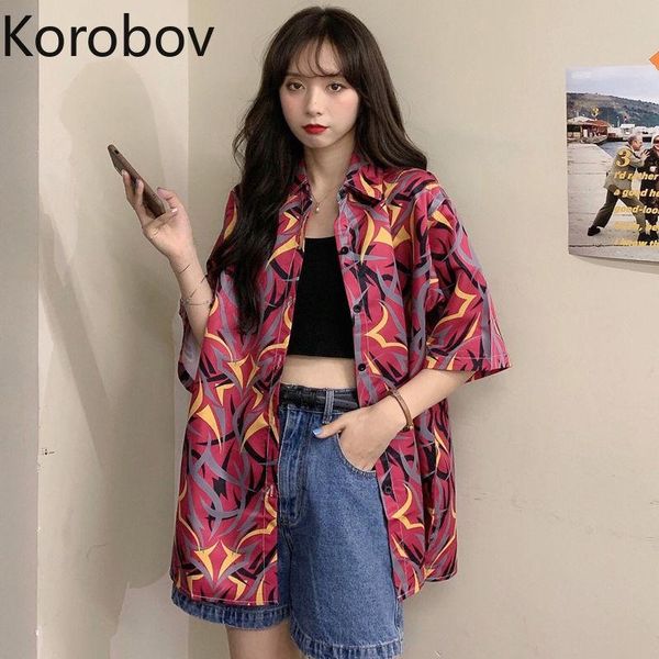 women's blouses & shirts korobov vintage print women turn-down collar korean preppy style japanese button summer blusas mujer, White 
women's blouses & shirts korobov vintage print women turn-down collar korean preppy style japanese button summer blusas mujer, White