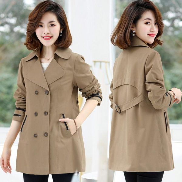 women's trench coats lapel spring autumn large size pure cotton windbreaker jacket middle-aged women short coat fashion ladies outerwea, Tan;black
women's trench coats lapel spring autumn large size pure cotton windbreaker jacket middle-aged women short coat fashion ladies outerwea, Tan;black