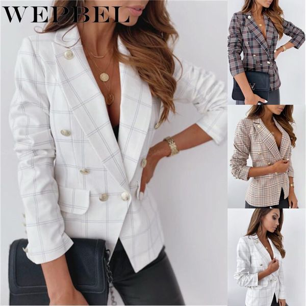 mandylandy women plaid coat winter elegant lady double breasted slim office blazer fashion female jackets casual outwear, White;black
mandylandy women plaid coat winter elegant lady double breasted slim office blazer fashion female jackets casual outwear, White;black