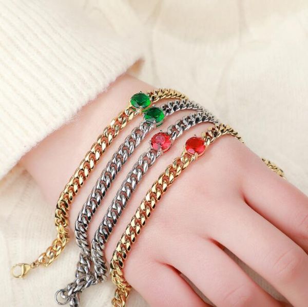 red/green natural stone set stainless steel cuban miami chain link bracelets for men women hip hop rock jewelry, Black
red/green natural stone set stainless steel cuban miami chain link bracelets for men women hip hop rock jewelry, Black