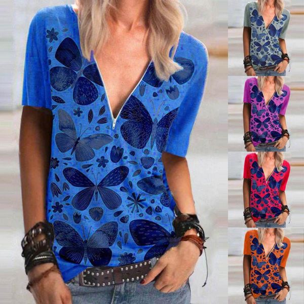 women's t-shirt fashion butterfly print zipper deep v-neck loose short sleeve camisetas de mujer streetwear 2021 summer clothing, White
women's t-shirt fashion butterfly print zipper deep v-neck loose short sleeve camisetas de mujer streetwear 2021 summer clothing, White