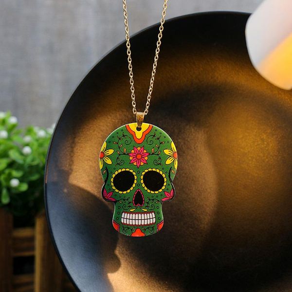 pendant necklaces cool multicoloured resin skull necklace from halloween collection, Silver
pendant necklaces cool multicoloured resin skull necklace from halloween collection, Silver