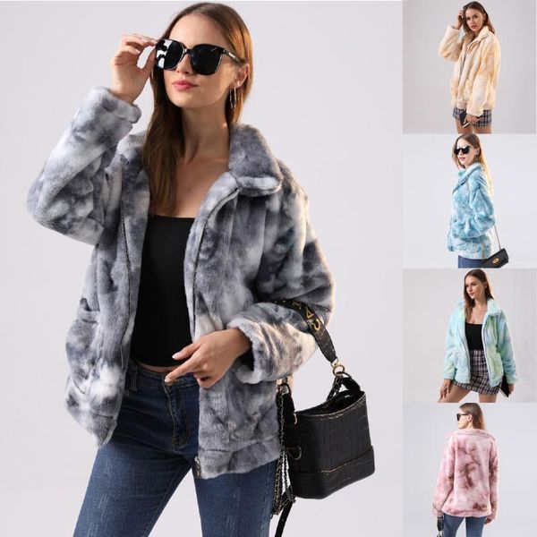 women's wool & blends autumn winter tie-dye faux fur coat women 2021 casual warm soft zipper lapel jacket plush overcoat pocket female, Black
women's wool & blends autumn winter tie-dye faux fur coat women 2021 casual warm soft zipper lapel jacket plush overcoat pocket female, Black