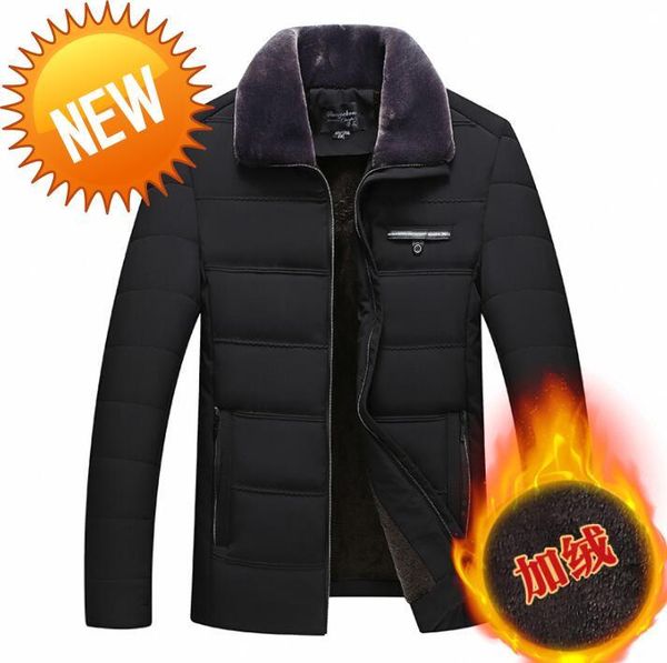 winter warm jacket men coat cotton clothes short down with thick veet middle-aged and elderly fur collar b290, Black 
winter warm jacket men coat cotton clothes short down with thick veet middle-aged and elderly fur collar b290, Black