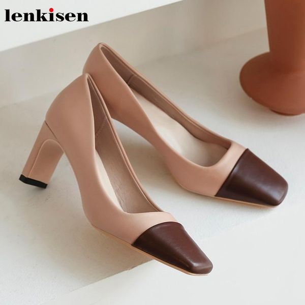 dress shoes lenkisen simple style mixed colors genuine leather office lady square toe high heels women slip on fashion pumps l23, Black
dress shoes lenkisen simple style mixed colors genuine leather office lady square toe high heels women slip on fashion pumps l23, Black