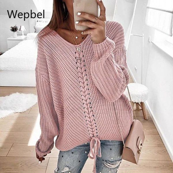 women's sweaters wepbel autumn women sweater long sleeve v-neck knitted pullovers loose stitching fashion plus size jumpers, White;black
women's sweaters wepbel autumn women sweater long sleeve v-neck knitted pullovers loose stitching fashion plus size jumpers, White;black