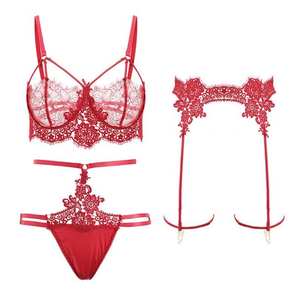 bras sets 3-pc women lace lingerie straps bra and panty garter set underwear babydoll female transparent embroidery, Red;black
bras sets 3-pc women lace lingerie straps bra and panty garter set underwear babydoll female transparent embroidery, Red;black