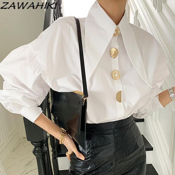 women's blouses & shirts zawahiki korean blouse women lantern sleeve single breasted spring retro blusas elegant 2021 ropa mujer chic, White
women's blouses & shirts zawahiki korean blouse women lantern sleeve single breasted spring retro blusas elegant 2021 ropa mujer chic, White