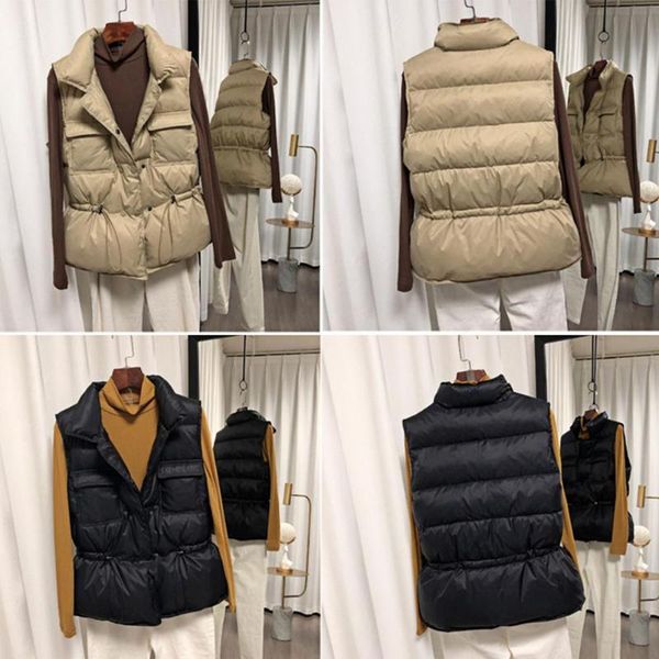 women's vests women down waistcoat pockets white duck sleeveless drawstring slim coat for school, Black;white
women's vests women down waistcoat pockets white duck sleeveless drawstring slim coat for school, Black;white