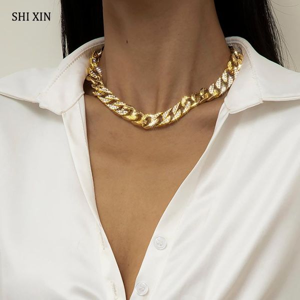 chains shixin hip hop iced out rhinestone chain necklace on neck punk thick cuban link crystal choker necklaces for women jewelry, Silver
chains shixin hip hop iced out rhinestone chain necklace on neck punk thick cuban link crystal choker necklaces for women jewelry, Silver