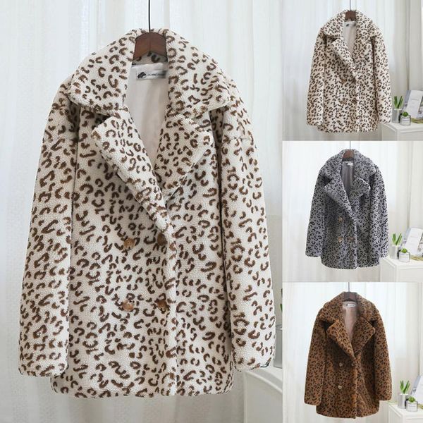 women's wool & blends leopard print faux women teen baggy turn-down collar vintage casual winter warm all-match ins woolen coat, Black
women's wool & blends leopard print faux women teen baggy turn-down collar vintage casual winter warm all-match ins woolen coat, Black