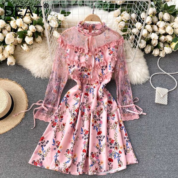 deat women summer print round collar high waist long sleeve mesh lace stitching vintage temperament dress mz470 210709, Black;gray
deat women summer print round collar high waist long sleeve mesh lace stitching vintage temperament dress mz470 210709, Black;gray