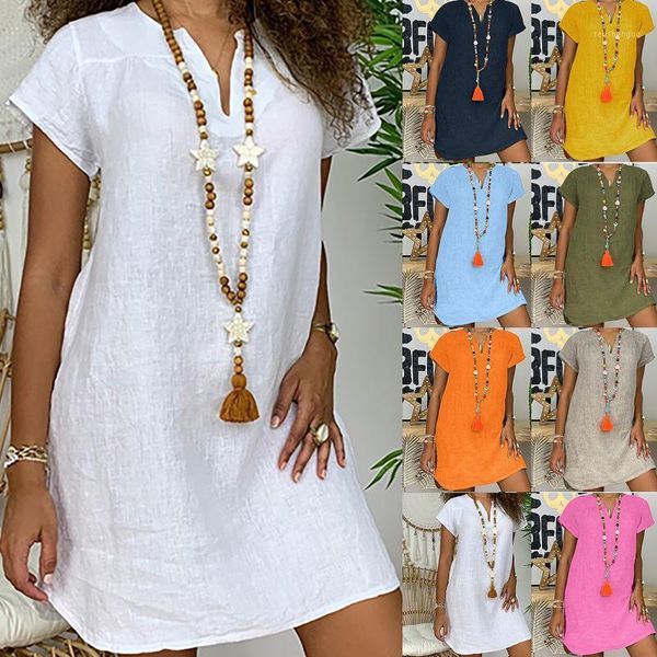 women's swimwear cotton linen sundress summer thin loose dress for women fashion short sleeve v-neck solid color cover-ups boho vestido, White;black
women's swimwear cotton linen sundress summer thin loose dress for women fashion short sleeve v-neck solid color cover-ups boho vestido, White;black