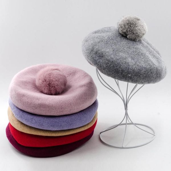 berets 01909-hh0062 winter wool warm real pompon lady beret cap women leisure pumpkin hat, Blue;gray
berets 01909-hh0062 winter wool warm real pompon lady beret cap women leisure pumpkin hat, Blue;gray