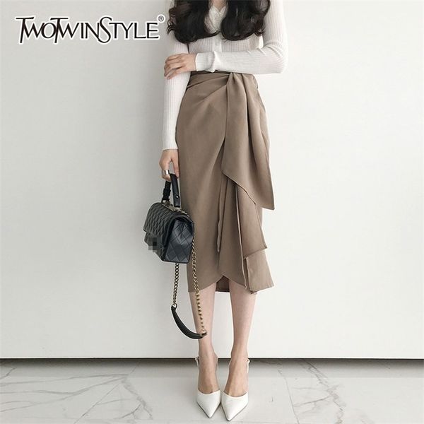twotwinstyle casual skirt for women high waist bandage asymmetrical midi skirts female korean fashion elegant spring 210310, Black
twotwinstyle casual skirt for women high waist bandage asymmetrical midi skirts female korean fashion elegant spring 210310, Black