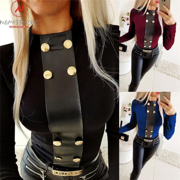 elegant women t-shirts for streetwear patchwork design button decor o-neck long sleeve solid autumn winter slim pullovers top, White
elegant women t-shirts for streetwear patchwork design button decor o-neck long sleeve solid autumn winter slim pullovers top, White