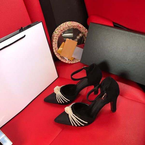with autumn shoes for women fashion elegant sandals classic pointed toe asakuchi pearl beaded genuine leather thin heels, Black
with autumn shoes for women fashion elegant sandals classic pointed toe asakuchi pearl beaded genuine leather thin heels, Black