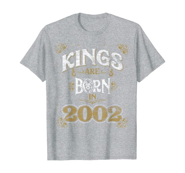 mens kings are born in 2002 bday gifts 17th birthday t-shirt, White;black 
mens kings are born in 2002 bday gifts 17th birthday t-shirt, White;black