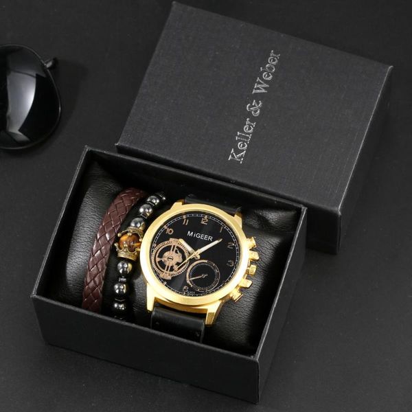 wristwatches luxurious golden watch bracelet gift set quartz digital men watches 7 holes leather strap elastic bracelets present for husband, Slivery;brown
wristwatches luxurious golden watch bracelet gift set quartz digital men watches 7 holes leather strap elastic bracelets present for husband, Slivery;brown