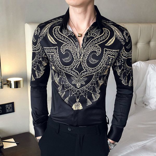 male brand long-sleeve shirts fine-fitting casual chemise luxury homme retro print social party shirt streetwear men's clothes v3su, White;black
male brand long-sleeve shirts fine-fitting casual chemise luxury homme retro print social party shirt streetwear men's clothes v3su, White;black