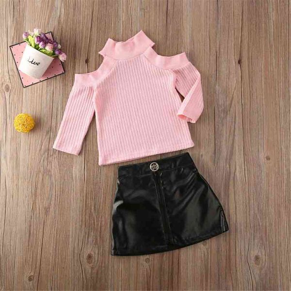 toddler kids baby girls clothes set long sleeve knitted off shoulder pink pullover sweater black pu leather skirt outfit, White
toddler kids baby girls clothes set long sleeve knitted off shoulder pink pullover sweater black pu leather skirt outfit, White