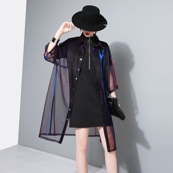 lapel three-quarter sleeve blouses green shing perspective loose big size shirt women blouse fashion spring summer gold green rose red blue, White
lapel three-quarter sleeve blouses green shing perspective loose big size shirt women blouse fashion spring summer gold green rose red blue, White