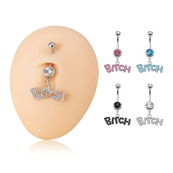 bitch letter belly button ring navel piercing bar crystal zircon stainless steel dangling stud for woman body jewelry, Silver
bitch letter belly button ring navel piercing bar crystal zircon stainless steel dangling stud for woman body jewelry, Silver