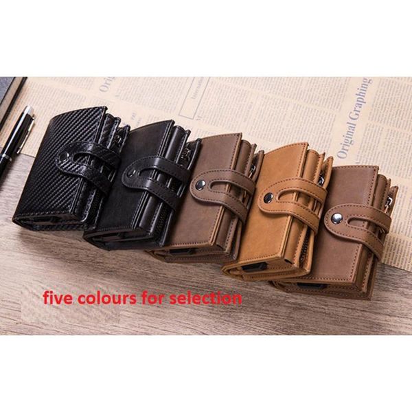 card holders 1 piece pu learther smart holder men women aluminum alloy case fashion wallets id purse, Brown;gray
card holders 1 piece pu learther smart holder men women aluminum alloy case fashion wallets id purse, Brown;gray